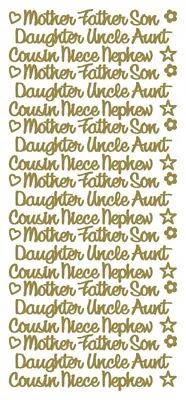 1 Sheet Of Peel Off Stickers - Mum Dad Family Members - Gold/Silver - J074 • £2.45