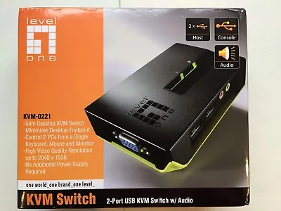 LevelOne KVM-0221 2-Port USB KVM Switch With Audio Sharing • £20