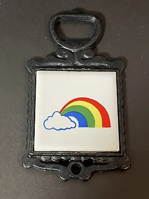 Vintage Retro ACME Mini Cast Iron Ceramic Tile Trivet Rainbow Pride Coaster • £9.64