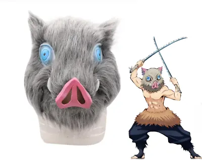 £14.99 • Buy Demon Slayer Inosuke Hashibira Grey Boar Mask Latex Anime Cosplay