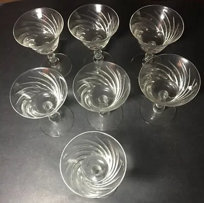 $3.96 • Buy 7 Vintage Clear Swirl Dessert Parfait Wine Glasses 4” Stemware