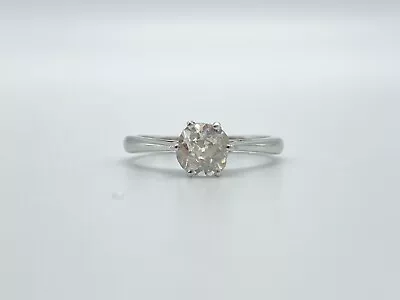 18ct White Gold Diamond Solitaire Engagement Ring 0.66ct Size N • £695