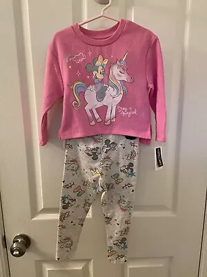Disney Minnie Mouse Rainbow Unicorn Sweatshirt And Leggings 2-Pc Set Size 2T NWT • $14.99