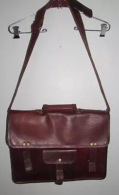 Vintage Oklahoma Leather Messenger Bag Mailman Cross Body Custom Made • $37.33