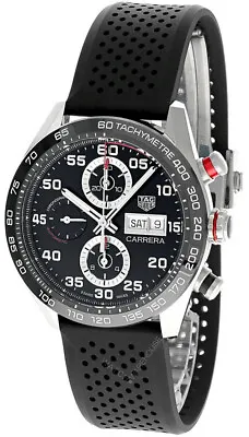 TAG HEUER Carrera 44MM AUTO Black Dial Rubber Men's Watch CBN2A1AA.FT6228 • $3960