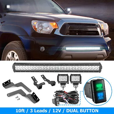 Bumper 180W 32  LED Light Bar Combo +3'' LED Pod Kit For 2005-2015 Toyota Tacoma • $139.99