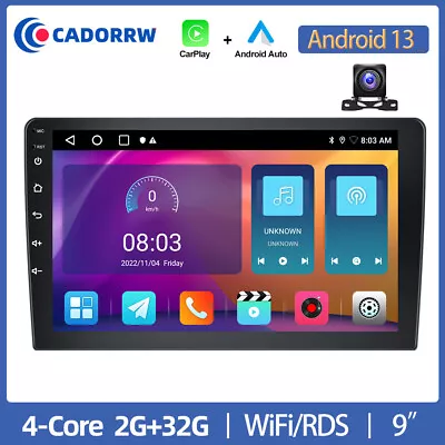 2+32G 9  2 Din Android 13  Car Radio Stereo Carplay GPS NAV FM RDS Head Unit+Cam • $106.99