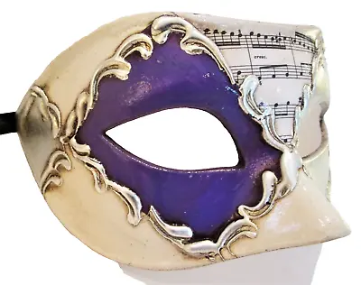 Mar100m Handmade In Italy Masquerade Papier Mache Party Eye Mask Purple/silver • £26.50