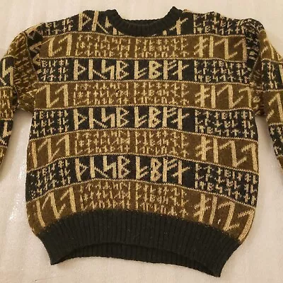 Vintage Vaka Men's Medium Made In Iceland Knitted Pure New Wool Sweater Holes • $19.99