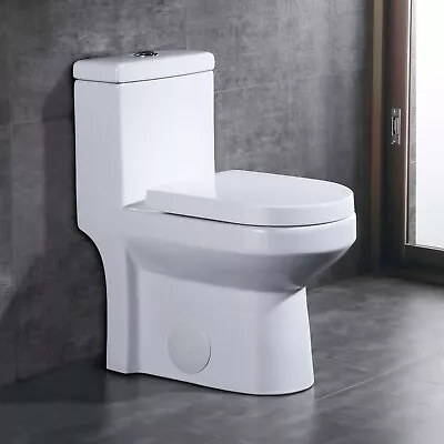 DeerValley Dual Flush 1.1/1.6 GPF Compact 1-Piece Toilet W/ Soft Close Seat • $193.79
