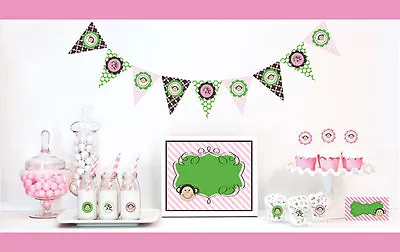 Pink Monkey Birthday Party Baby Shower Decorations Starter Kit • $33.49