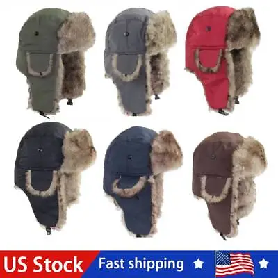 Taslan Ushanka Trapper Hat - Faux Fur Lined Russian Style Warm Winter Cap • $11.29
