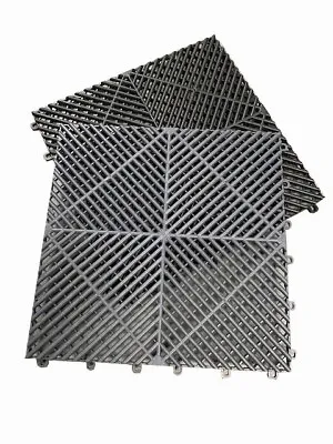 Interlocking Modular Ribbed Garage Detailing Flooring Tiles Car Van Auto Show • £159.99