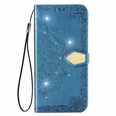 For Samsung S24 S23 S20FE S10 Bling Magnetic Flip Leather Wallet Card Case Cover • $16.89