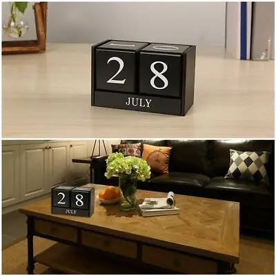 £8.75 • Buy Perpetual Wooden Desktop Block Calendar Shabby Date Desk Office Decor Home A5A5