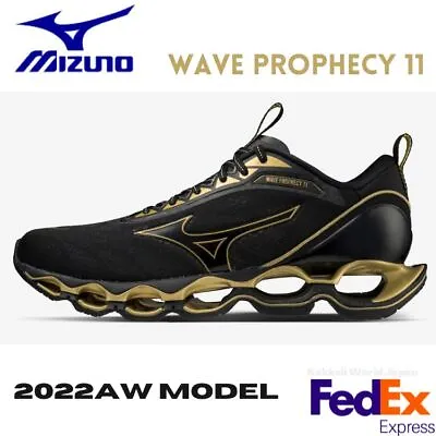 Mizuno Men's Running Shoes Wave Prophecy 11 Black X Gold J1GC2200 58 2022AW NEW! • $215