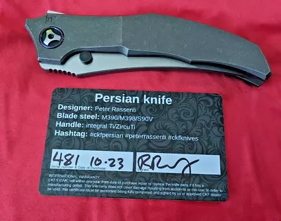 Custom Knife Factory Persian Beautiful Dark Stonewash Ti Handle M390 CFK050 • $400