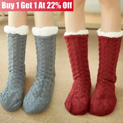 £4.20 • Buy Ladies Girls Warm Fluffy Long Soft Fur Fleece Lined Gripper Bed Slipper Socks