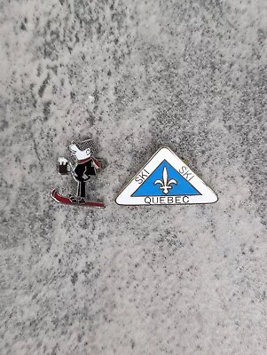 Vintage Snow Resort Pin Lot Of 2 Andy Capp Skiing Beer Ski Quebec Enamel Metal • $9.95