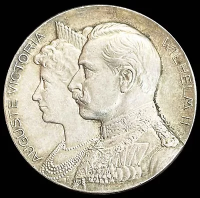 1906 Silver Prussia German States Wilhelm Ii & Auguste Victoria Wedding Medal • $119