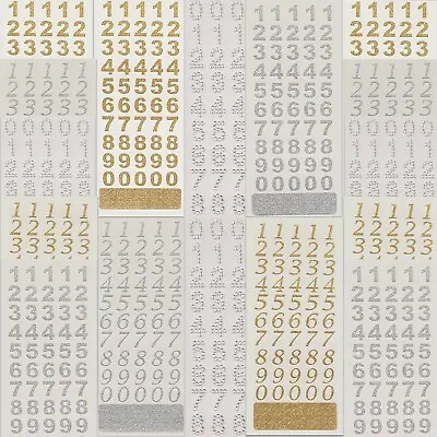 GLITTER NUMBER STICKERS 0-9 Craft Stick On Birthday Card Age Diamante Small 15mm • £2.78