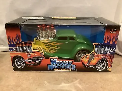 1/18 Muscle Machine   1933 WILLY'S GASSER BRIGHT GREEN W/YELLOW FLAMES  • $79.95