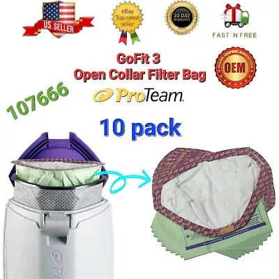 10x OEM Genuine ProTeam Vacuum Vac Backpack Bags Filter Parts GoFit 3 | 107666 • $22.50