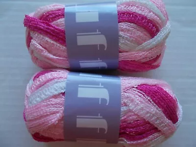 MeiMei Ruffle Mesh Yarn Pink/fuchsia/white Lot Of 2 • $16.99