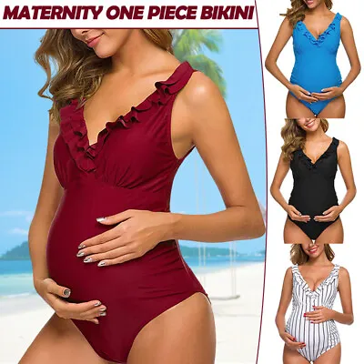 Women's Maternity Summer Swimwear Swimsuit Bikini Swimming Beachwear One-Piece • £11.52