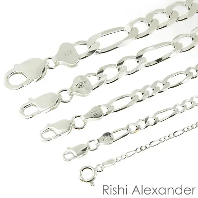 925 Sterling Silver Figaro Mens Womens Chain Bracelet .925 Italy All Sizes • $65.99