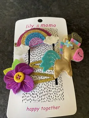 Lily & Momo Cloudy Day And Rainbow - Glitter White Unicorn And Multi Hair Clip • $12.99