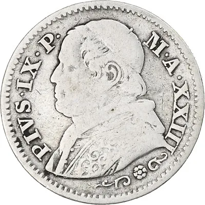 [#1178131] Coin Vatican Pius IX 10 Soldi 1868 Rome VF Silver KM:1386.2 • $17.68