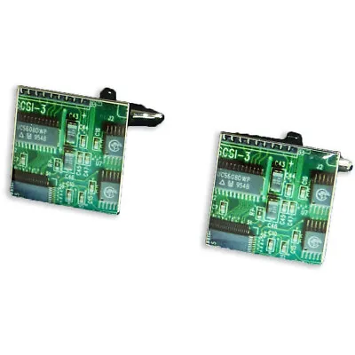 £9.99 • Buy Circuit Board Cufflinks - Gift Boxed - Electrical Computer Printed Circuitboard