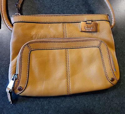 Tignanello Women Pebble Leather Shoulder Bag Purse  Mustard Color PreOwned Clean • $34.50