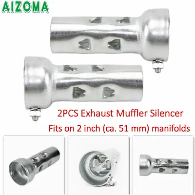 2PCS Motorcycle Steel Exhaust Baffles Drag Pipes Silencer Fits 2'' Manifolds • $11.91