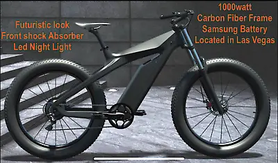 26  TRUE 1000W Electric E Bike Fat Tire CARBON FIBER  Bicycle Li-Battery • $1999