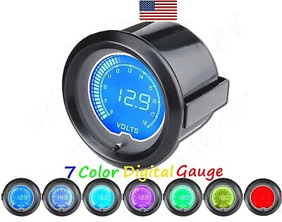 US 2  52mm 7 Color Digital LED Display Volt Gauge 8-18V Meter Gauge Boat AUTO • $25.49