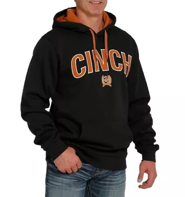 Cinch Men's Black Logo Pullover Fleece Western Hoodie With Pocket MWK1206023 XL • $29