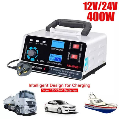 400w Heavy Duty 12v/24v Automatic Car Battery Charger Smart Pulse Repair Trickle • £36.99