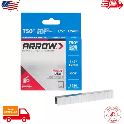 1250-Pack Of Arrow 508 Heavy Duty T50 1/2-Inch Staples: Ideal For Upholstery • $4.49