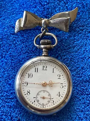 Vintage FORTUNA Swiss 15j 3 Adj. Ladies Pendant Brooch Watch Sterling Silver • $115