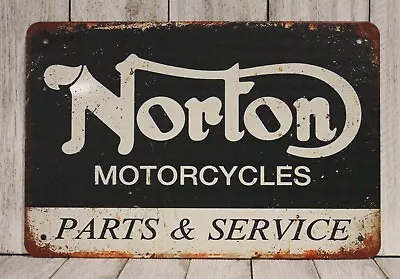 Norton Motorcycles Tin Metal Sign Parts & Service Vintage Style Mechanic XZ • $10.97