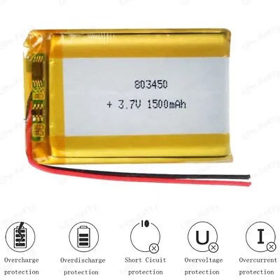 £7.49 • Buy  3.7v 1500mAh 803450 Lithium Polymer Battery Bluetooth Dashcam Li-po Lipo RC