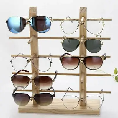 $19.85 • Buy 10 Wood Sunglasses Eyeglass Rack Glasses Display Stand Holder Organizer Tray
