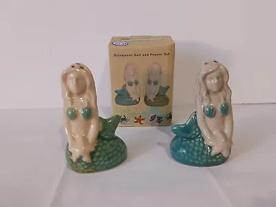 Stoneware Mermaids Salt And Pepper Shakers Starfish Ocean Cracker Barrel  • $12.59