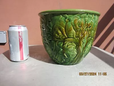 Weller Majolica Green/Brown 6 1/4  By 8  Squirrels Jardiniere • $89