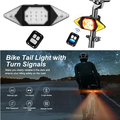 $18.51 • Buy Wireless Bicycle Bike Rear LED Tail Light Remote Control 5 Mode Turn Signal US