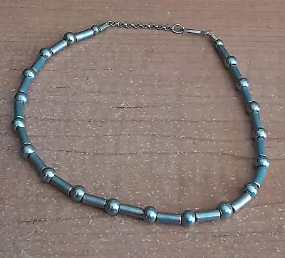 Men’s Beaded Metal Necklace 18  Chrome Stainless Steel Surfer Vintage 90s USED • $6.99