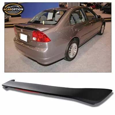 Fits 01-05 Honda Civic Sedan OE Factory ABS Trunk Spoiler Lip Matte Black • $84.99