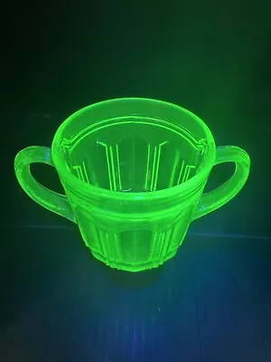 VTG Anchor Hocking Uranium GLOW Green Glass Bowl  Colonial Knife & Fork  Sugar • $19.88